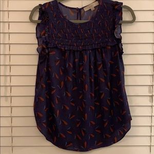 LOFT, S Petite, sleeveless, navy blue top